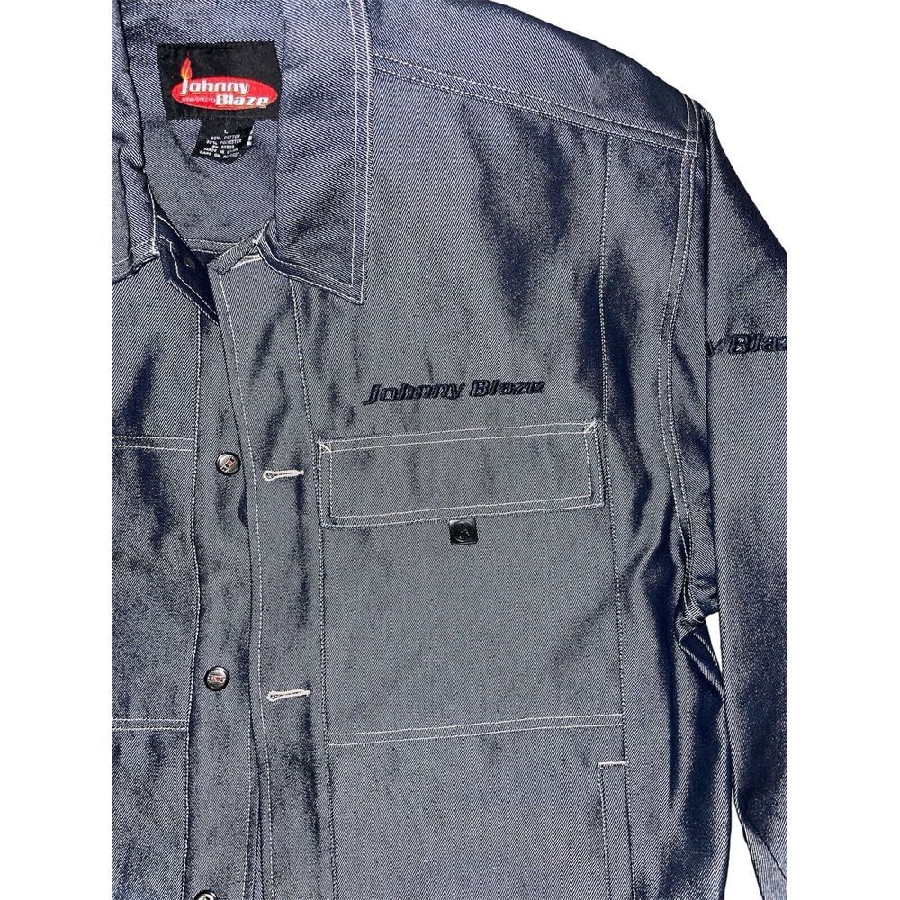 JOHNNY BLAZE Denim Jean Jacket L Men's Heavy Thick Jean Vintage Blue Method Man - Picture 4 of 11